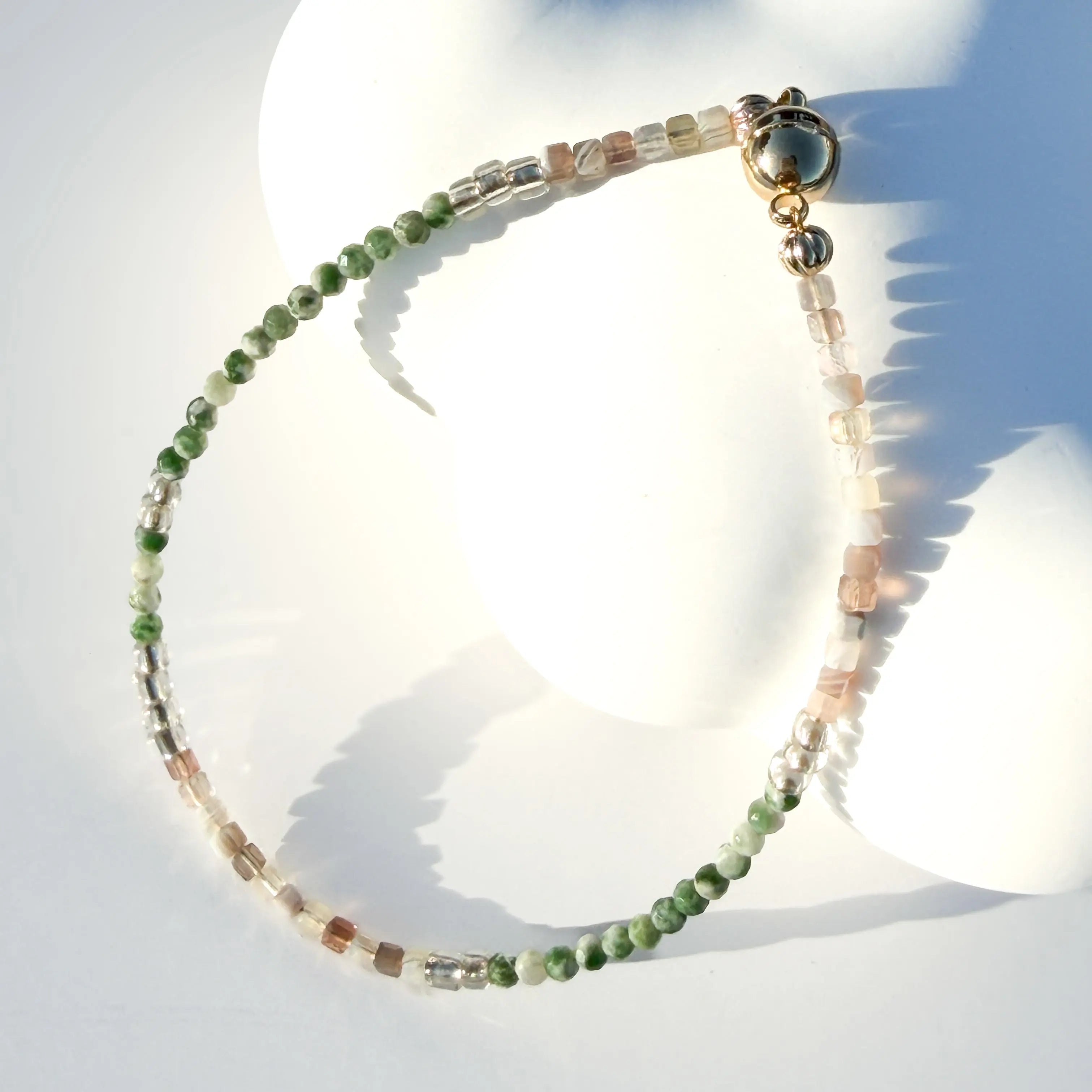 Verdant Calm - Green Serpentine Jade Minimalist Bracelet